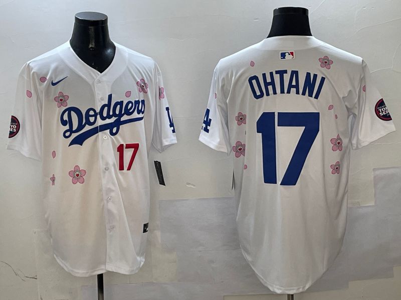 Men Los Angeles Dodgers 17 Ohtani White Sakura Edition 2025 Nike MLB Jersey style 6